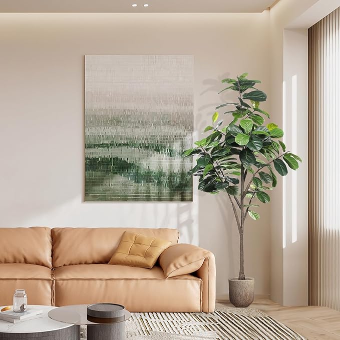 Faux Fiddle Leaf Fig Tree 7ft - Artificial Ficus Lyrata Plant in Pot - Fake Fig Tree for Indoor Modern Home House Office-Ruum Studio Home