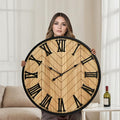 30 Inch Large Wall Clock Farmhouse Style - Brown Silent Non-Ticking Rustic Decor for Living Room, Kitchen, Bedroom-Ruum Studio Home