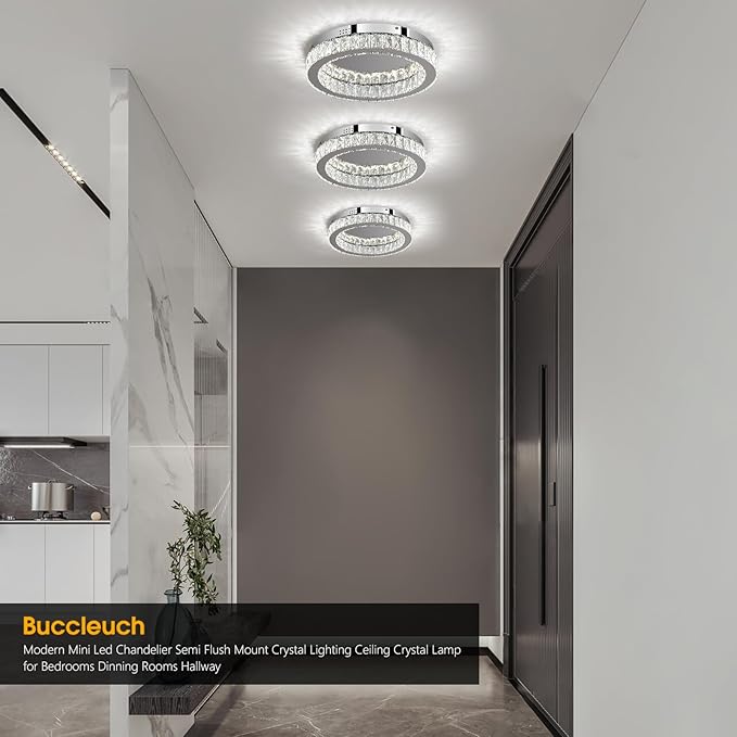 Buccleuch Modern Crystal Chandelier LED Flush Mount Pendant Lighting Mini Ceiling Light Fixture for Living Room Bedroom Hallway Staircase Bar Kitchen-Ruum Studio Home