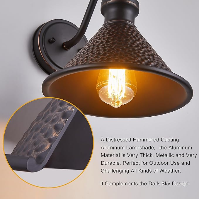 Gooseneck Outdoor Wall Light Fixtures, 2-Pack Farmhouse Barn Lights for Porch, Industrial Oil-Rubbed Bronze Exterior Wall Sconce for Garage, Patio, E26 Base Anti-Rust, Bulb not Included-Ruum Studio Home