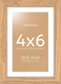 Homeforia 4x6 Picture Frame Wood, High End Natural Oak 4x6 Light Wooden Frames with Mat 3x5 for Photo, 4 x 6 Frame Matted to 3 x 5 Print, 6x4 Wall or Tabletop Frame, Tempered Glass, Wall Kit, Set of 1-Ruum Studio Home