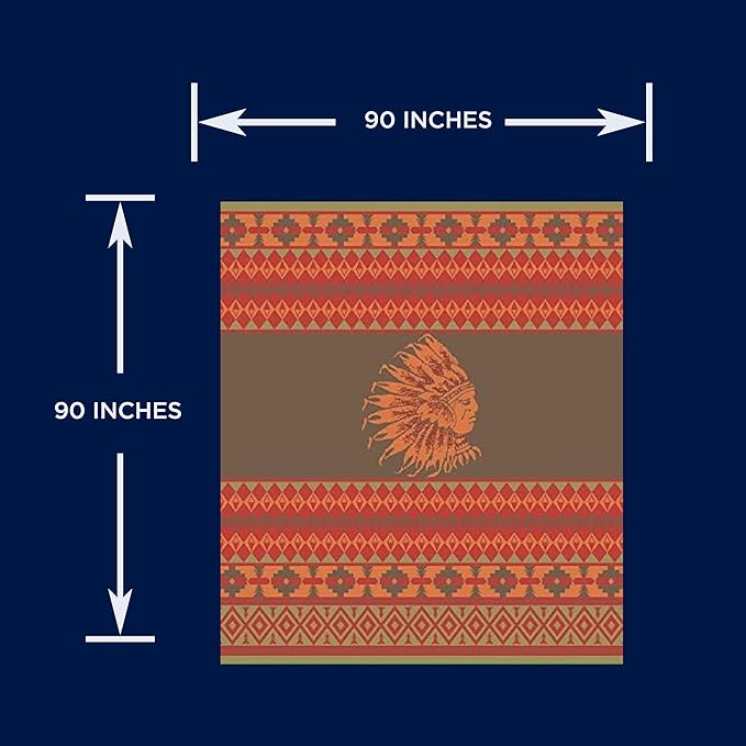 Beacon Blankets Southwestern Chief Henry Native American Design Throw - 90" x 90" Blanket Only - Premium Plush Blanket Can be Used for Queen or King Size Bed-Ruum Studio Home