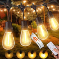 48Ft LED Outdoor String Lights with Dimmer, 15 Edison Bulbs Waterproof Patio String Lights with 4 Brightness Modes Remote Control (Included), Porch Backyard Bistro Decoration-Ruum Studio Home