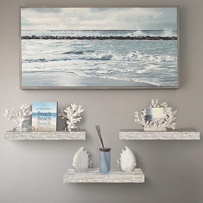 Sorbus Floating Shelves - 3 Pack 16 Inch Rustic Wall Shelves for Bedroom, Kitchen, Living Room, Bathroom Shelves, Home Decor, Office - Floating Shelf for Trophy, Books, Frames, Toilet Paper-Ruum Studio Home