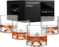 The Peaks Heavy Crystal Whiskey Glasses Gift Set of 4, Thick Freezable Bourbon Glass 1lb Each, Premium Whiskey Gifts for Men, Frozen Crystal Chills Cocktails, 10 oz-Ruum Studio Home