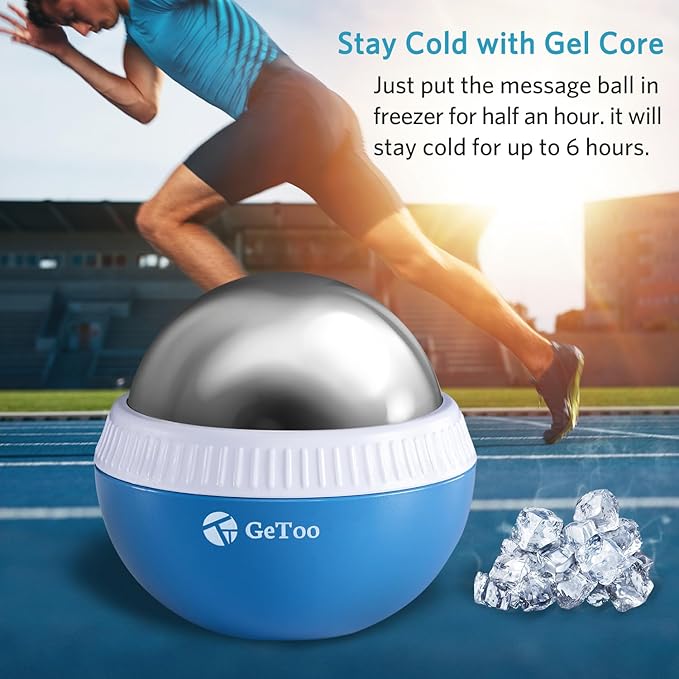 Cryosphere Cold Massage Roller Ball - 2.8 Inches Cryosphere Cold Roller for 6 Hour Cold Massage, Detachable Rolling Ball, Ice Roller Cryoball for Deep Tissue Massage, White and Blue-Ruum Studio Home