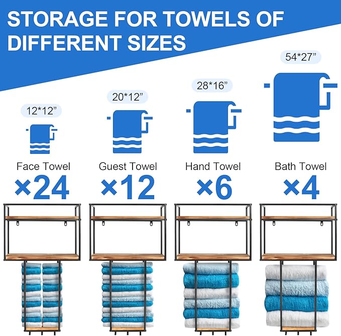 Towel Rack Wall Mounted - Space-Saving Design for Small Bathrooms - Versatile Organizer for Towels, Blankets, and More - Ideal for RVs and Hotels-Ruum Studio Home