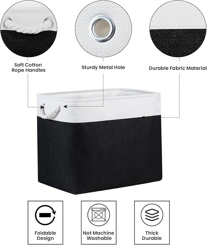 Bidtakay Baskets Extra Large Storage Bins for Clothes Set of 2 Black Baskets for Organizing Fabric Bins 17x12x15 In Tall Baskets with Handles Decorative Basket for Home Organiztion Dog Toy Baskets-Ruum Studio Home