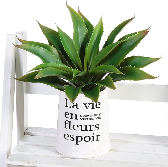JUSTOYOU Large 12.5" Artificial Succulents Aloe Plants Real Touch Fake Flowers Unpotted for Home Wedding Festival Arrangement (1, Green)-Ruum Studio Home
