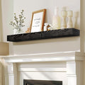 48x7x3 Fireplace Mantel - Solid Rustic Wood - Wall Mounted Floating Shelf with Invisible Heavy Duty Steel Bracket (Weathered Black)-Ruum Studio Home
