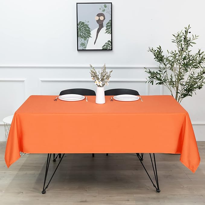 sancua Square Tablecloth - 70 x 70 Inch - Stain and Wrinkle Resistant Washable Polyester Table Cloth, Decorative Fabric Table Cover for Dining Tables, Buffet Parties and Camping, Orange-Ruum Studio Home