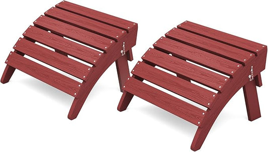 KINGYES Folding Adirondack Ottomans Set of 2 for Adirondack Chair, Red-Ruum Studio Home