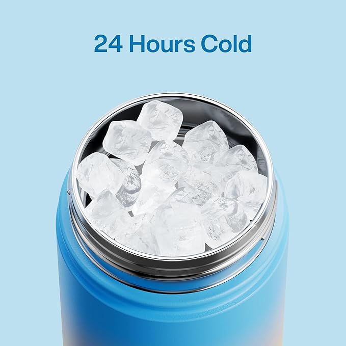 Kids Insualated Water Bottle with Straw - 12oz Stainless Steel Water Bottle with Dual Spouts, Leak-Proof, BPA-Free, Double Wall Vacuum Keeps Cold for 24 Hours for Sports, Travel, School (Sunny Breeze)-Ruum Studio Home