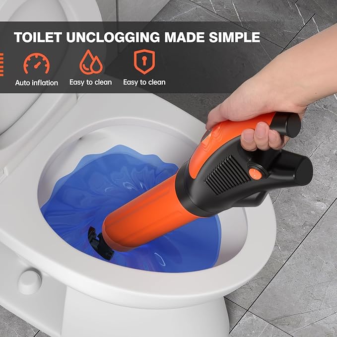 Toilet Plunger, Drain Clog Remover, High-Pressure Air Drain Blaster with Real-Time Barometer Powerful Drain Snake Sink Plunger Plumbing Tools Plungers for Bathroom, Sink, Floor, Kitchen Clogged-Ruum Studio Home