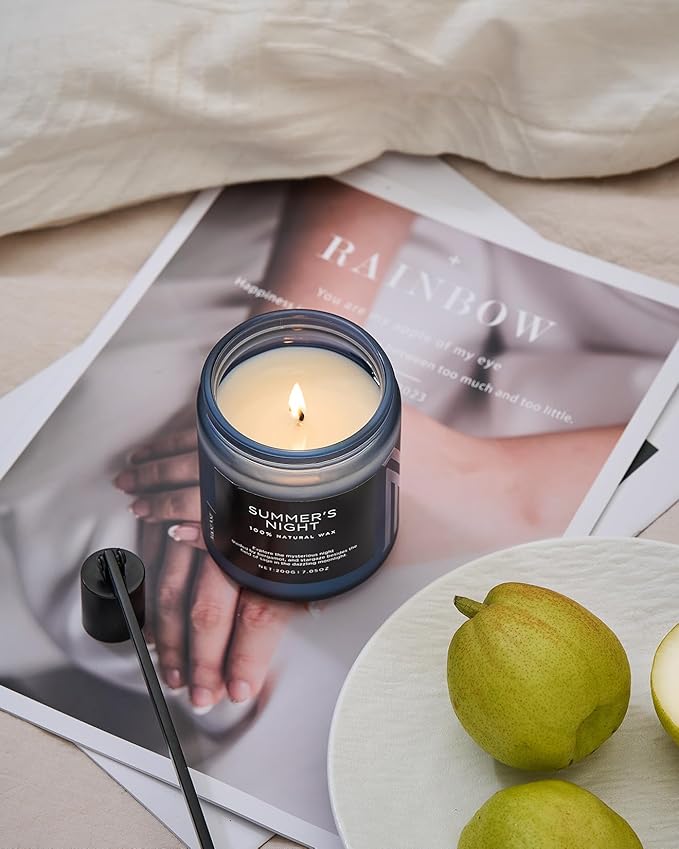 M&SENSE Summer's Night Scented Candle, All Natural Soy Wax Clean Non Toxic Manly Candle for Home, 7.05oz Up to 50 Hours Burn Time in Glass Jar for Bedroom-Ruum Studio Home