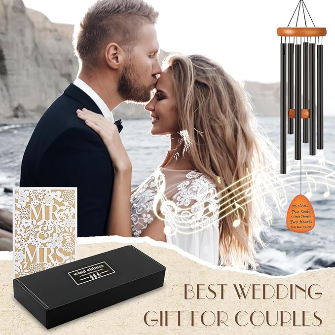 Wedding Gifts for Couple 2025,Married Gifts for Newlywed Mr. and Mrs. Wind Charms,Wedding Wind Chime,Engagement Gift idea for Couple Home-Ruum Studio Home