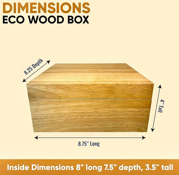 Blake & Lake Wooden Eco Box with Hinged Lid - Solid Oak Wood Storage Box with Lid - Wooden Keepsake Box - Decorative wooden boxes with lids for Keepsakes (Oak)-Ruum Studio Home