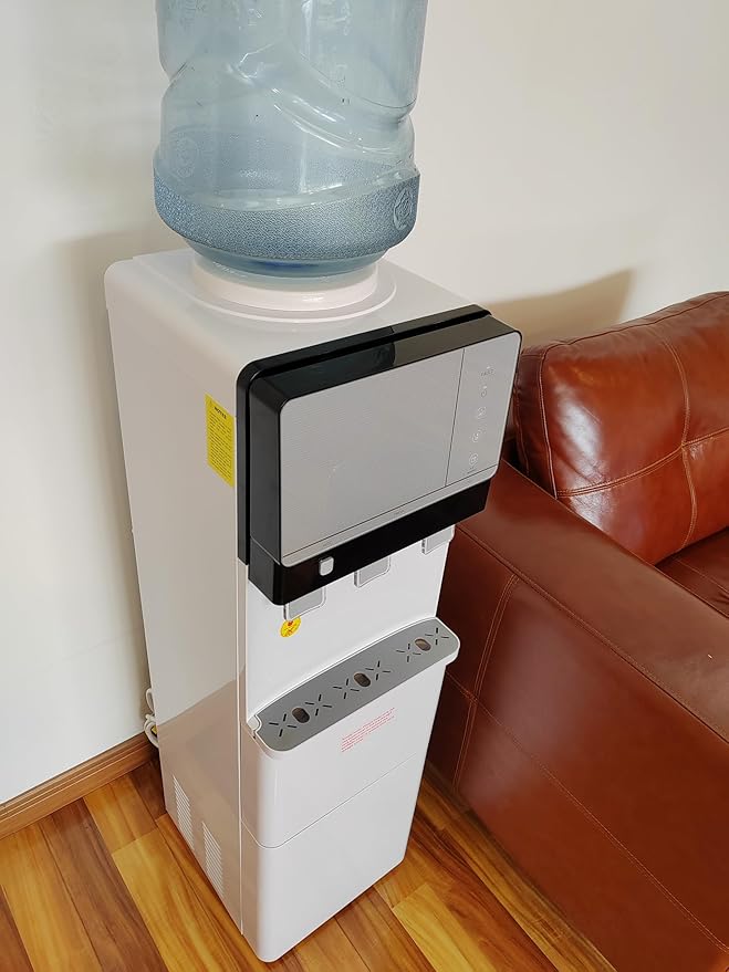 IKT 3 in 1 Water Cooler Dispenser with Ice Maker for 5 Gallon Bottle 27 lbs in 24 hrs 3 Temperature Night Light Perfect for Home Office White-Ruum Studio Home