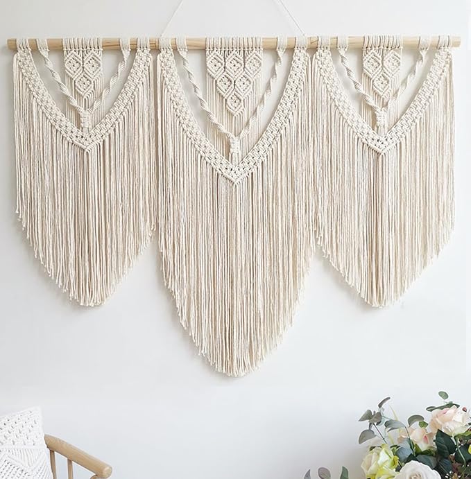 Achart Macrame Wall Hanging Large- Boho Wall Decor- large wall art- Wall Decor Living Room- Macrame Tapestry Boho Decor for Bedroom (Beige-C)-Ruum Studio Home