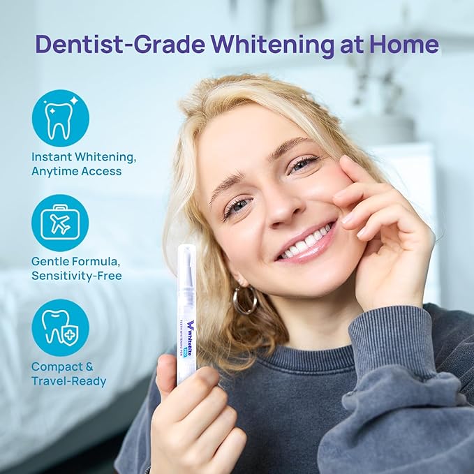 WhiteBite Pro Teeth Whitening Pens for Sensitive Teeth – 4 Pens Total (1 Blue Gel Pen for Sensitivity Relief), 35% Carbamide Peroxide Gel, Fast Whitening Results, Enamel-Safe, Travel-Friendly-Ruum Studio Home