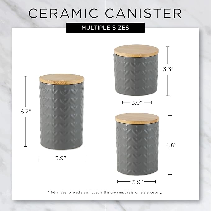 DII Kitchen Accessories Collection, Textured Matte Ceramic Canister Set, Honey Gold, Vine, 3 Piece-Ruum Studio Home