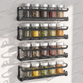 LUCYCAZ 4 Pack Wall Mounted Spice Rack with 16 Hooks, Spice Organizer Shelf for Stove Cabinet Pantry Door,Screw or Adhesive Spice Shelf Hanging Wall Spice Rack in Kitchen and RV (Black, 4 PACK)-Ruum Studio Home