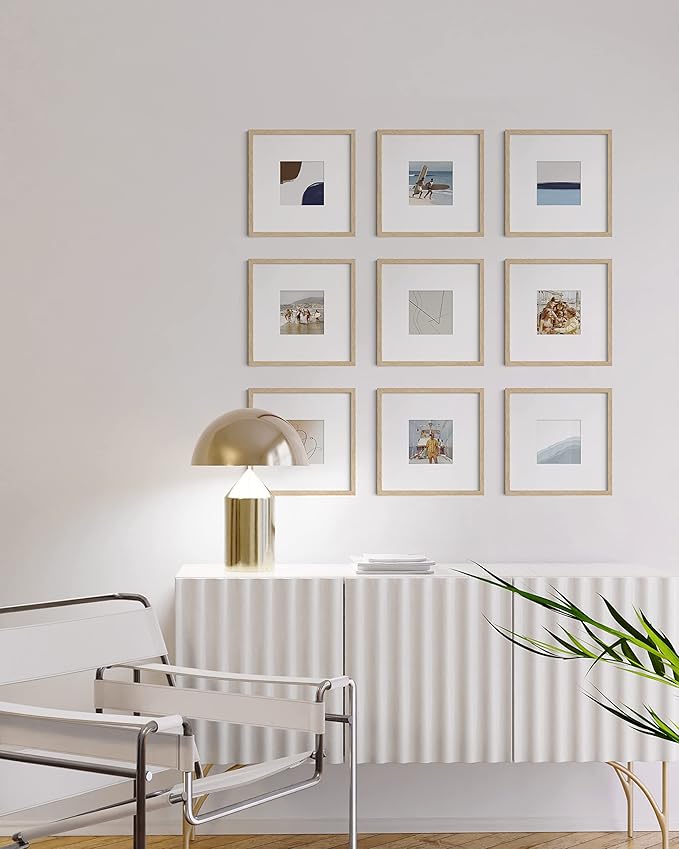 HAUS AND HUES Oak 10x10 Square Picture Frames, Set of 25, Beige, Wall-Mountable, Modern Gallery Wall Frame Set-Ruum Studio Home