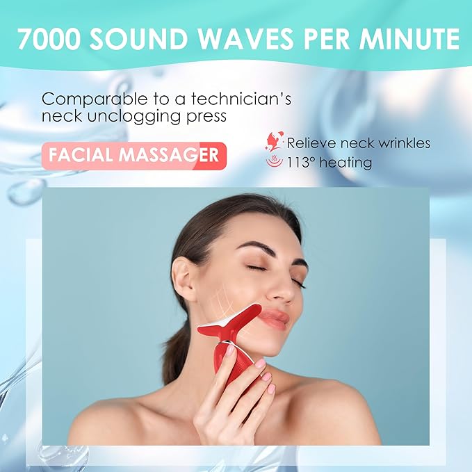 Facial Massager Red-Light-Therapy-for-Face and Neck, Face 𝖲 culpting Wand with 7 Color (Bright Red)-Ruum Studio Home