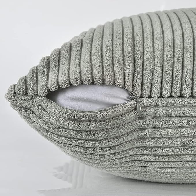 Fancy Homi 2 Packs Grey Decorative Throw Pillow Covers 18x18 Inch for Living Room Couch Bed Sofa, Rustic Farmhouse Boho Home Decor, Soft Corss Corduroy Patchwork Textured Square Cushion Case 45x45 cm-Ruum Studio Home