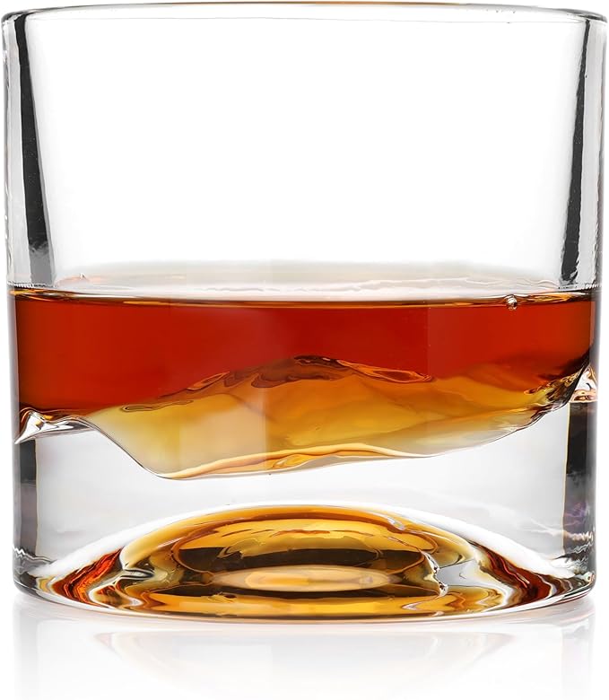 Rocky Mountains Heavy Crystal Whiskey Glasses Gift Set of 2, Thick Freezable Bourbon Glass 1lb Each, Premium Whiskey Gifts for Men, Frozen Crystal Chills Cocktails, 10 oz-Ruum Studio Home