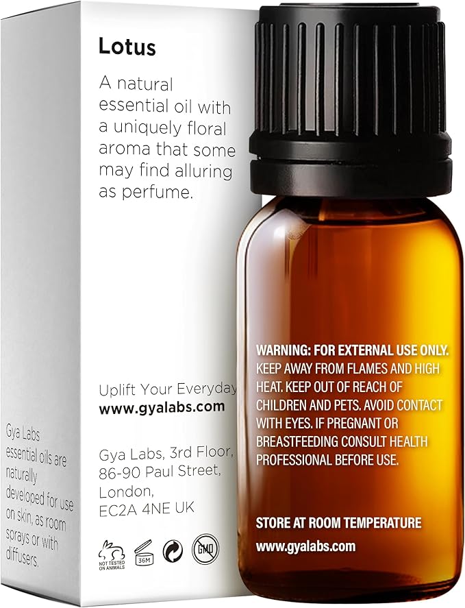 Gya Labs Lotus Essential Oil for Diffuser - 0.34 Fl Oz - 100% Pure Natural Lotus Oil for Skin, Massage, DIY & Candle Making Scent-Ruum Studio Home