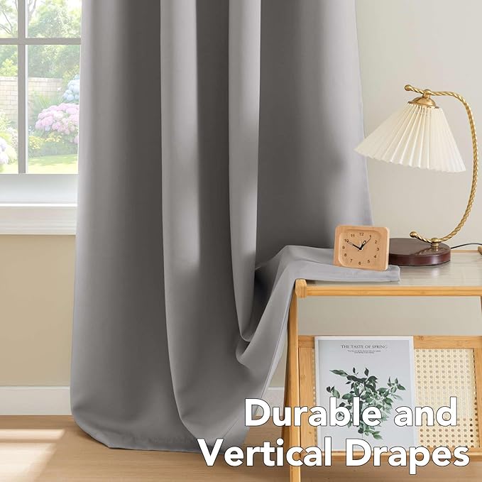 H.VERSAILTEX Blackout Curtains for Bedroom Thermal Insulated Room Darkening Living Room Curtains 72 Inch Long Grommet Privacy Protection Window Curtain Panels/Drapes for Nursery, 2 Panels, Dove Grey-Ruum Studio Home