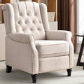 CANMOV Push Back Recliner Chair,Accent Chair,Mid Century Wingback Recliner, Fabric Push Back Recliner Chair Single Armchair Sofa with Rivet Decoration, Button-Tufted Back for Living Room, White-Ruum Studio Home