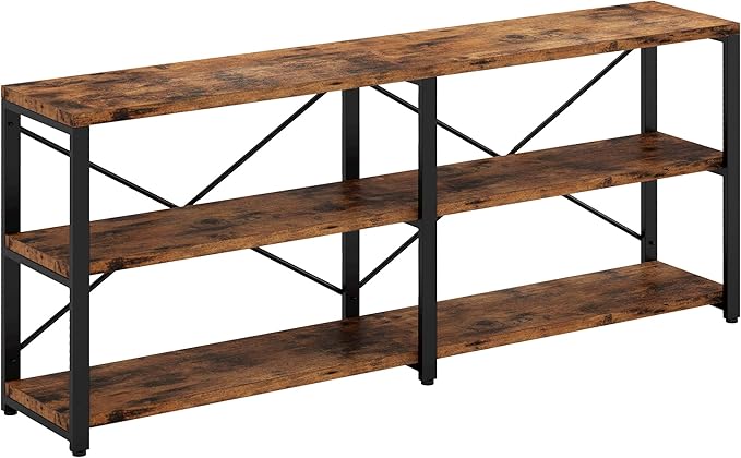 IRONCK Rustic Entryway Console Table, Long Hallway Table 70.8 in 3-Tier, TV Stand Entertainment Center Media Stand for Living Room, Industrial Style, Vintage Brown-Ruum Studio Home