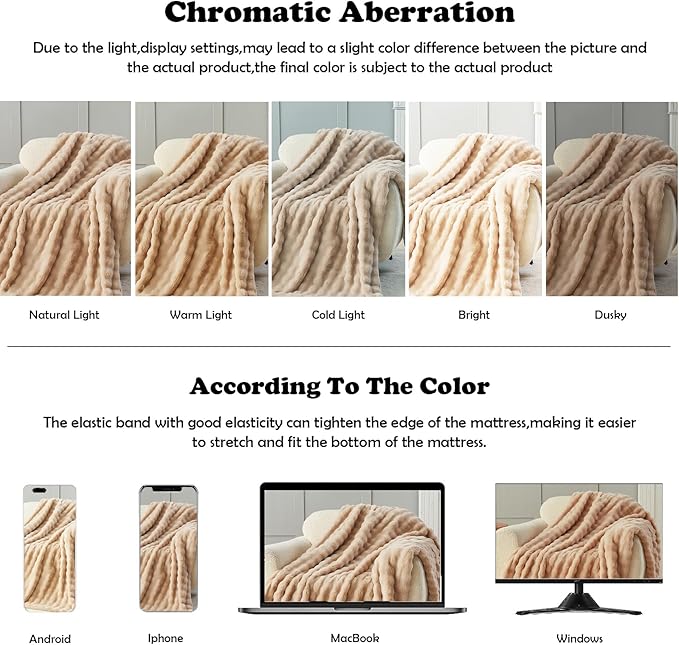 NEWCOSPLAY Faux Fur Twin Blanket Brown Bubble Blanket Thick Warm Soft for Couch Sofa Bed 550GSM (Brown, Twin(60"x80"))-Ruum Studio Home