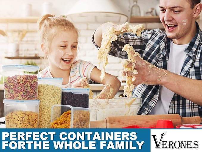 VERONES Large Tall Airtight Food Storage Containers, 10 PACK Plastic Airtight Kitchen & Pantry Organization, Ideal for Flour & Sugar Plastic Canisters with Labels-Ruum Studio Home