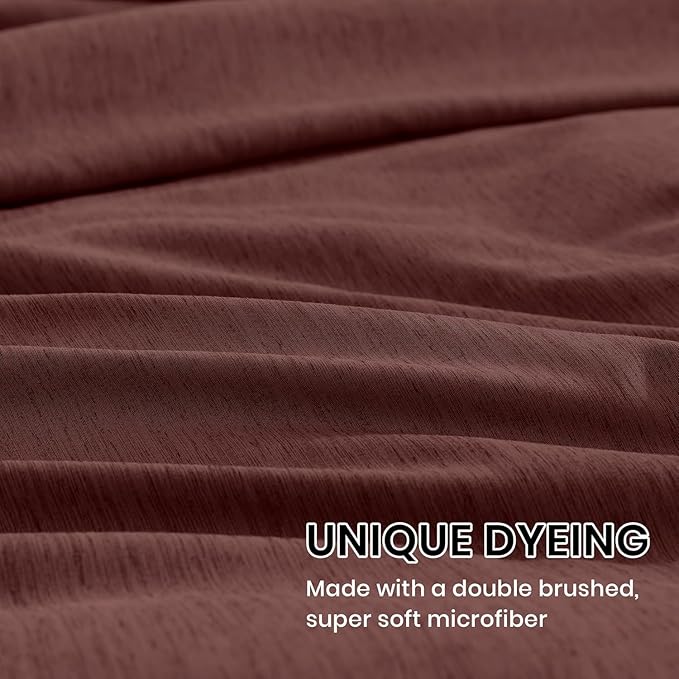 Monbix California King Comforter Set - 7 Pieces Cationic Dyeing Dark Red Bed in a Bag Cal King Bedding Sets with Comforter, Sheets, Pillowcases & Shams, Reversible Bedding Comforters Sets (108 * 92)-Ruum Studio Home