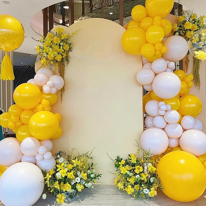 130pcs Mustard Yellow Balloons Different Sizes 18" 12" 10" 5" Lemon Yellow Latex Balloon Garland Arch Kit for Birthday Baby Shower Graduation Wedding Gender Reveal Party Decorations-Ruum Studio Home