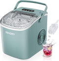 EUHOMY Countertop Ice Maker Machine with Handle, 26lbs Per Day, 9 Ice Cubes Ready in 6 Mins, Auto-Cleaning Portable Ice Maker with Basket and Scoop, for Home/Kitchen/Camping/RV (Green)-Ruum Studio Home