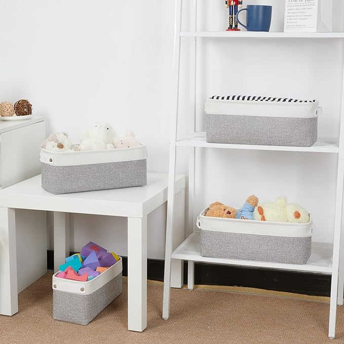 Bidtakay Small Bins for Organization Fabric Baskets for Toilet Paper Storage [4-Pack] Collapsible Narrow Baskets for Towels Socks Organizer Decorative Bins for Nursery Closet Cabinet -15x6x5.5In-Ruum Studio Home