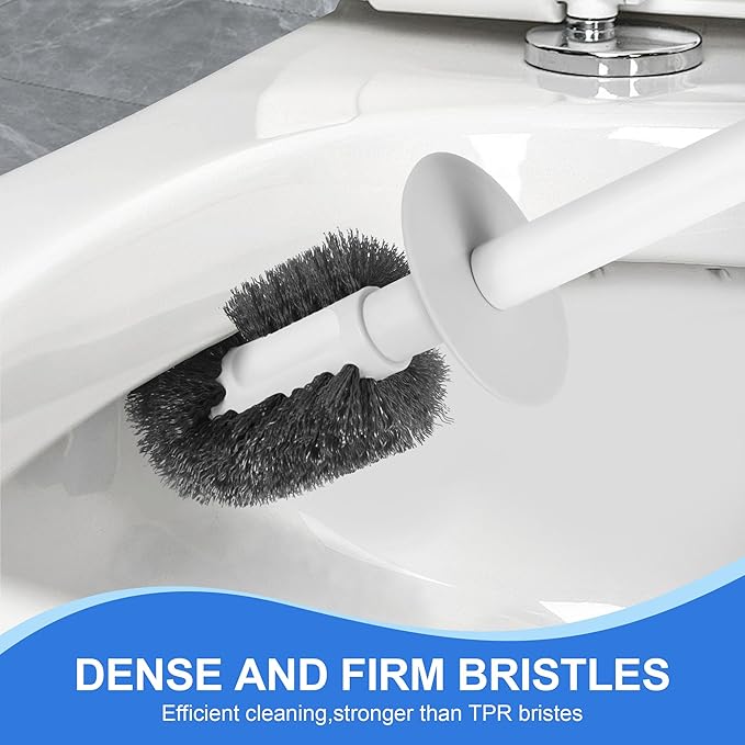 Toilet Brush and Plunger, 3 in 1 Toilet Bowl Brush and Holder with Crevice Cleaning Brush Wall Mounted Household Bathroom Cleaning Tools Combo Set(White-Gray)-Ruum Studio Home