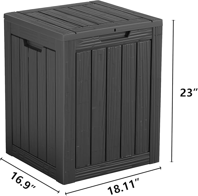 28 Gallon Double-Wall Resin Deck Box - Lockable Waterproof Outdoor Storage Box, 151lbs Capacity & Doubles as Seating for Patio Furniture - Garden Tools, Pool Accessories (Black)-Ruum Studio Home