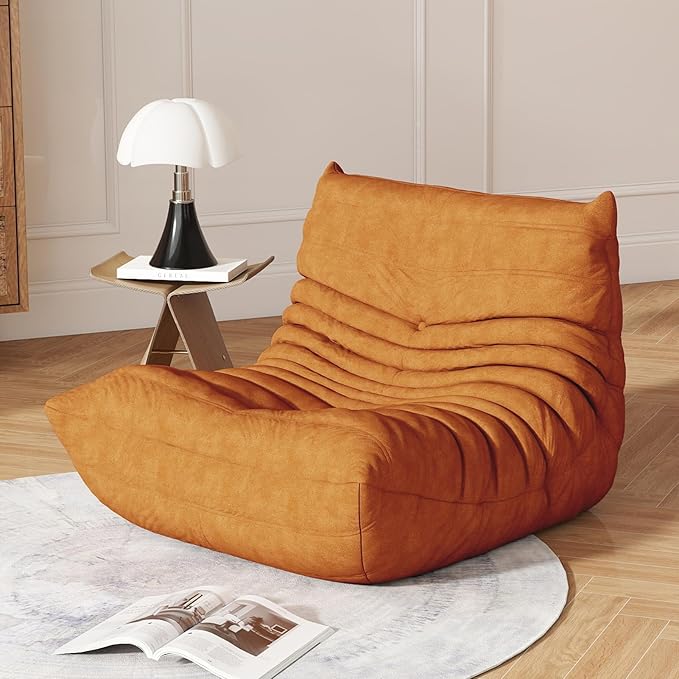 Bean Bag Chair for Adults, Bean Bag Sofa - Adult Size with Soft Waterproof Fabric for Living Room, Apartments, Reading Corner, Gaming, and Movie Venue (DarkOrange)-Ruum Studio Home