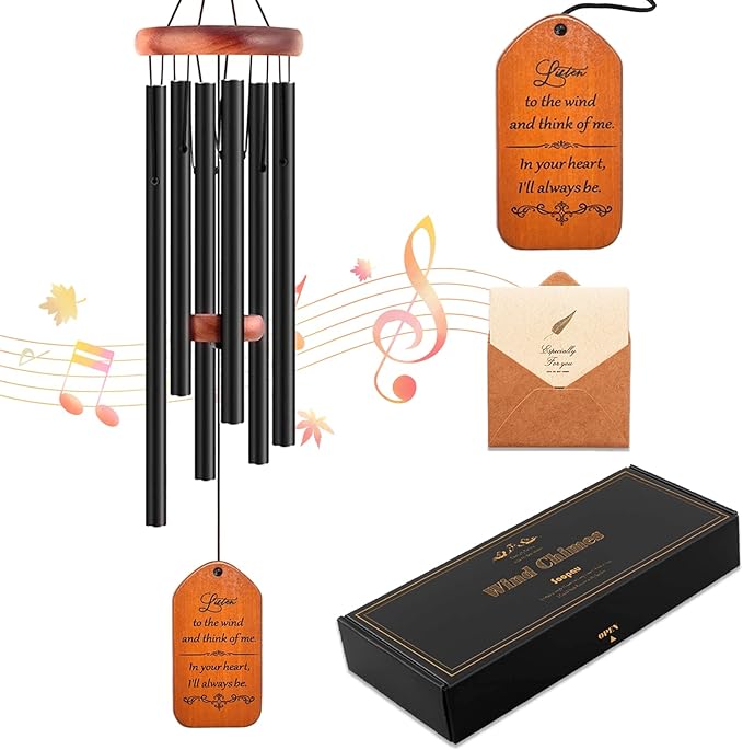 Sympathy Gift Baskets, 30" Wooden Memorial Wind Chimes for Loss of Loved One, Memorial/Bereavement/Condolence/Funeral Gifts, in Memory of a Loved One Mother Father-Ruum Studio Home