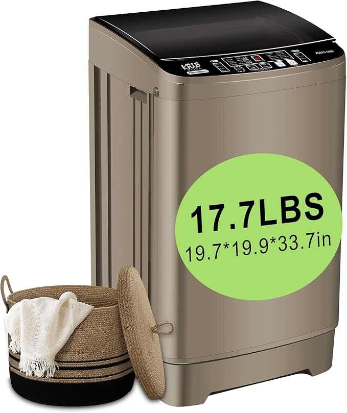 17.7 lbs Full Automatic Washing Machine with LED Display Compact Washing Machine with Drain Dump, 10 Wash Programs and 8 Water Levels Ideal for Dorms, Apartments, RV, Gold, KB03 GOLD6-3-Ruum Studio Home