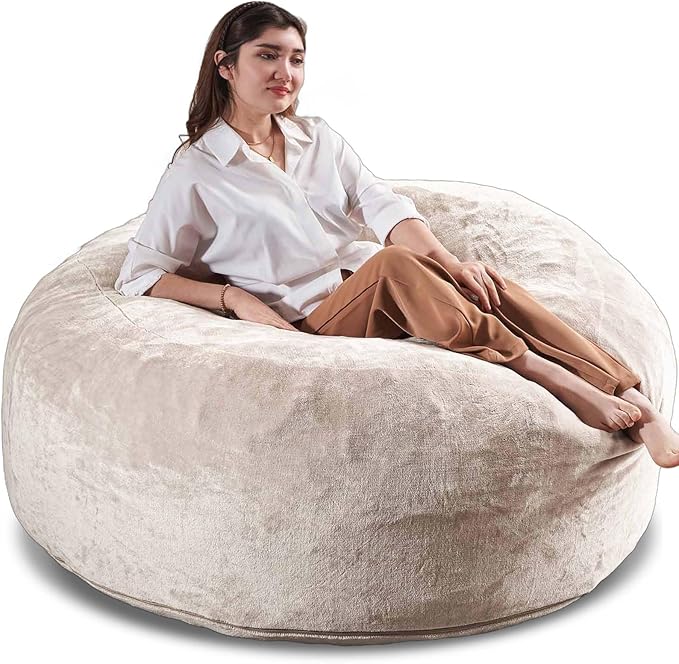 4FT Large Bean Bag Chairs,Big Adult Size Memory Foam Beanbags with Filler Included,Machine Washable corduroy cover,Ultra Soft Plush Gaming Bing Bag Puff Chair for Dorm, Living Room & Bedroom (Apricot)-Ruum Studio Home