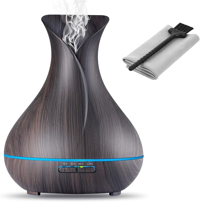 Aroma Essential Oil Diffuser, 400ml Ultrasonic Cool Mist Humidifier with Waterless Auto Shut-Off and Cleaning Kit for Home, Yoga, Office, Spa, Bedroom, Baby Room - Wood Grain-Ruum Studio Home