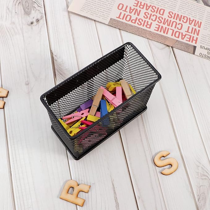 4.5'' × 2.2'' × 3.5'' Magnetic Basket for Whiteboard Black Magnetic Basket for fridge, Magnetic Locker Organizer Holder with 4 Strong Magnets, Magnetic Holder for Refrigerator Locker,-Ruum Studio Home