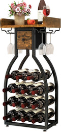 IBUYKE Wine Rack Freestanding Floor,Wine Storage 15 Bottles Bottle Rack with Glass Holders, Mini Bar Wine Cabinet with Storage Drawer for Home Bar Kitchen Dining Room,Rustic Brown,UTMJ908H-Ruum Studio Home