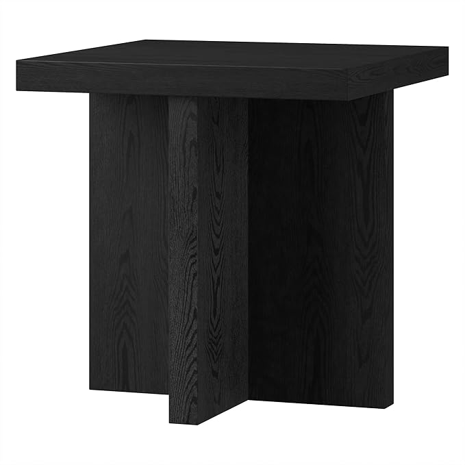 Henn&Hart 22" Wide Square Side Table in Natural Black, for Home, Living Room, Bedroom, Entertainment Room, Office-Ruum Studio Home